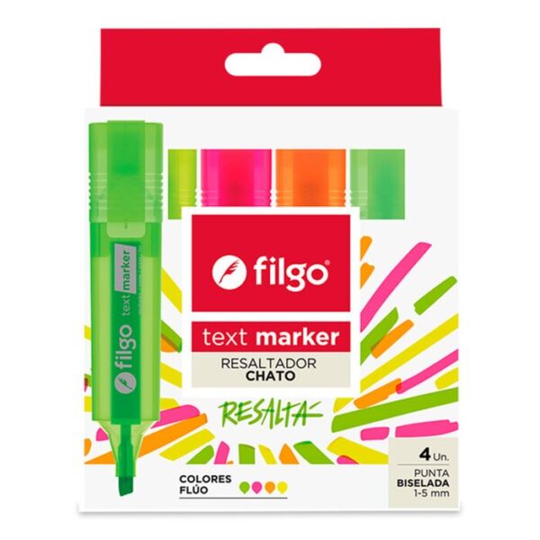 Resaltador Text Marker "fluor" de Filgo (pack de 4 unidades)